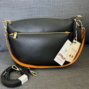 NWT DIVINA FIRENZE LARGE CROSSBODY SHOULDER BAG ITALIAN LEATHER